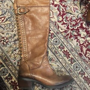 Vince Camuto Over the Knee tan boot with studs